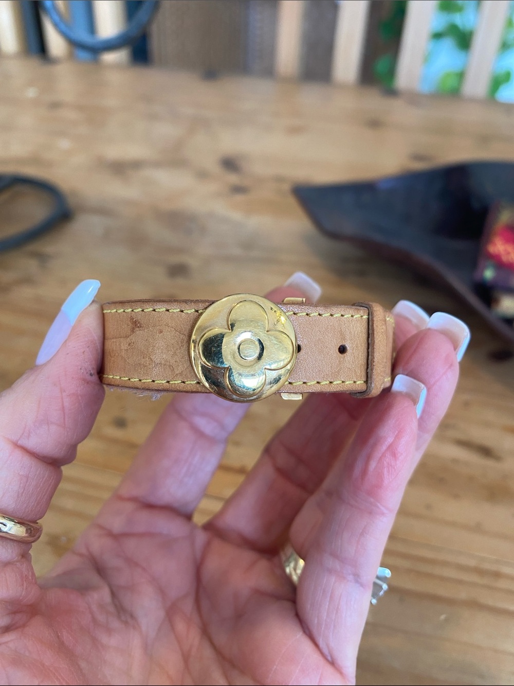 Louis Vuitton Wish bracelet with Red Suede Interior and Gold Hardware